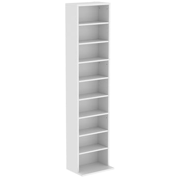White CD/DVD Shelf, 9 Levels, Adjustable Storage for 260 CDs