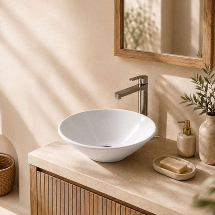 White Ceramic Countertop Basin, 41.5 x 41.5 x 15 cm