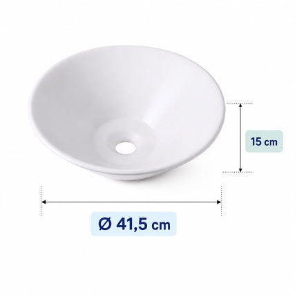 White Ceramic Countertop Basin, 41.5 x 41.5 x 15 cm