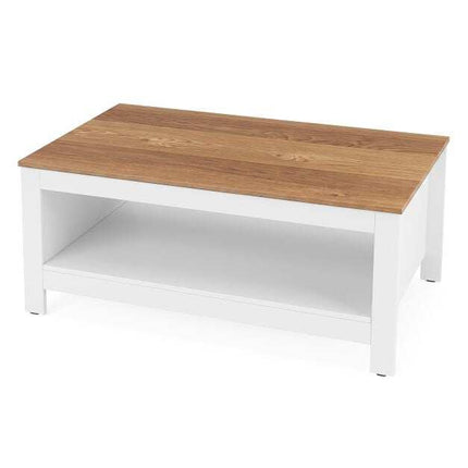 White Coffee Table with Storage, 2-Tier, 105 x 60 x 46 cm