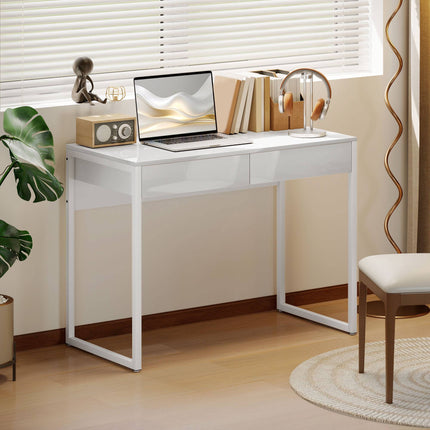 White Desk 100x50 cm with 2 Drawers for Small Spaces