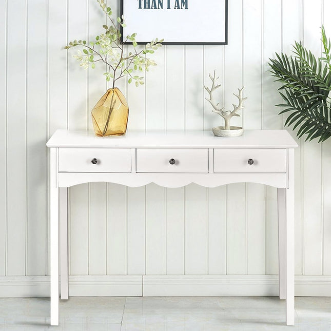 White Desk with 3 Drawers, MDF, 100x32x75 cm