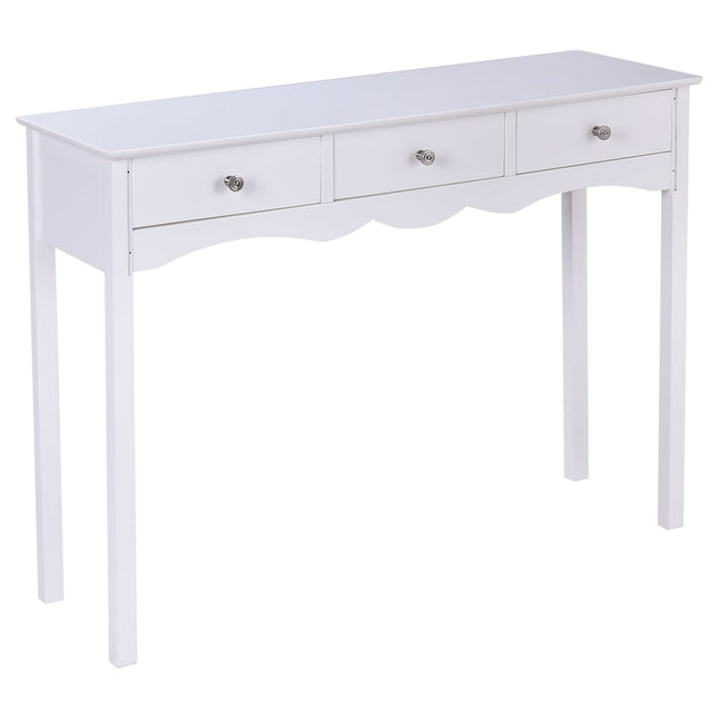 White Desk with 3 Drawers, MDF, 100x32x75 cm