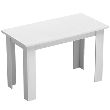 White Dining Table with Hidden Storage, 120x60 cm