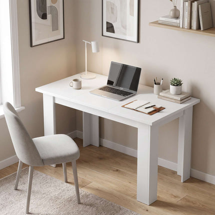 White Dining Table with Hidden Storage, 120x60 cm