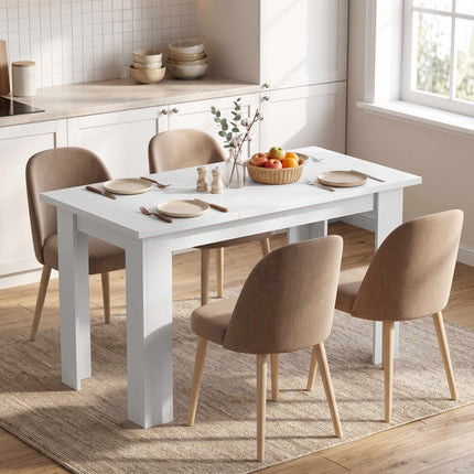 White Dining Table with Hidden Storage, 120x60 cm