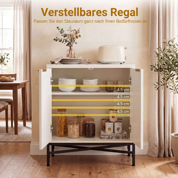 White Fluted Sideboard Buffet Cabinet with Adjustable Shelf