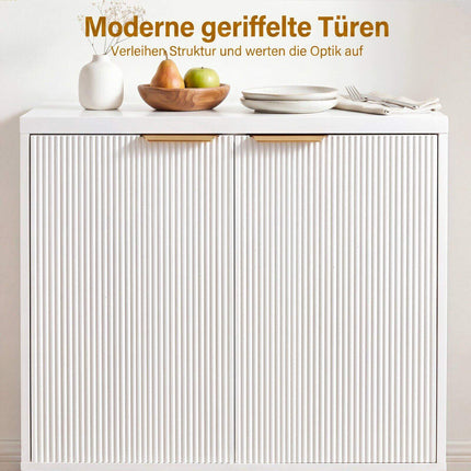 White Fluted Sideboard Buffet Cabinet with Adjustable Shelf