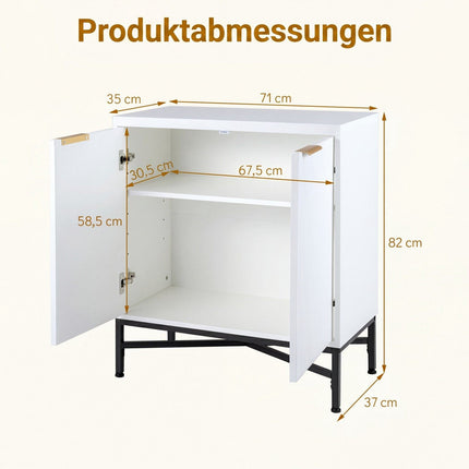 White Fluted Sideboard Buffet Cabinet with Adjustable Shelf