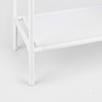 White Free-Standing Clothes Rack with 2 Shelves