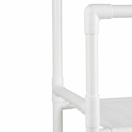White Free-Standing Clothes Rack with 2 Shelves