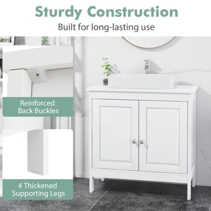 White Freestanding Bathroom Vanity Cabinet with 2 Doors