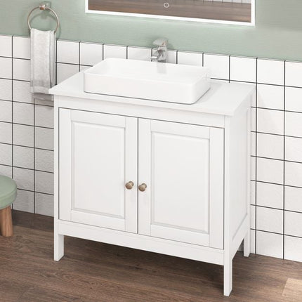 White Freestanding Bathroom Vanity Cabinet with 2 Doors