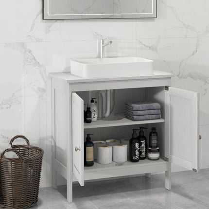 White Freestanding Bathroom Vanity Cabinet with 2 Doors