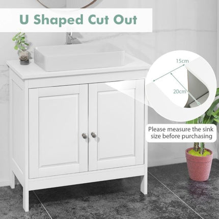 White Freestanding Bathroom Vanity Cabinet with 2 Doors