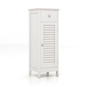 White Freestanding Storage Cabinet with Adjustable Shelf