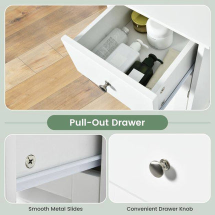 White Freestanding Storage Cabinet with Adjustable Shelf