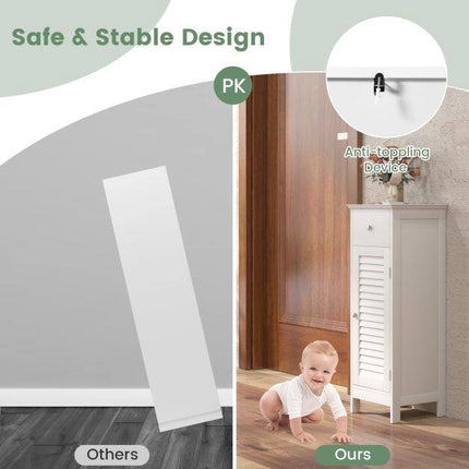 White Freestanding Storage Cabinet with Adjustable Shelf
