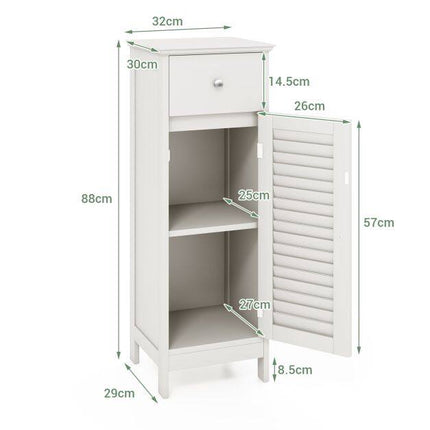 White Freestanding Storage Cabinet with Adjustable Shelf