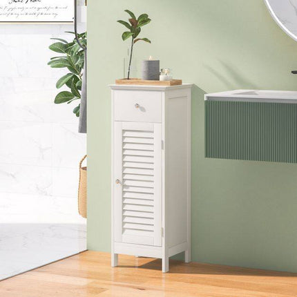 White Freestanding Storage Cabinet with Adjustable Shelf