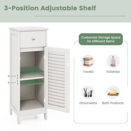 White Freestanding Storage Cabinet with Adjustable Shelf