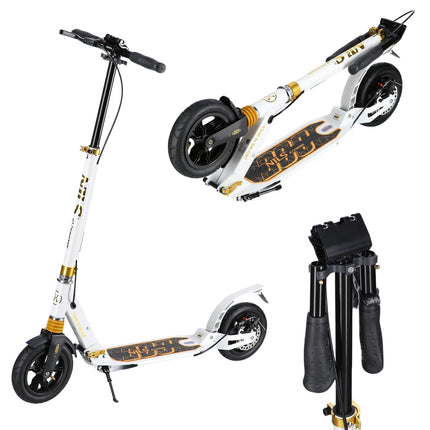 White-Gold Kick Scooter, Adjustable Height