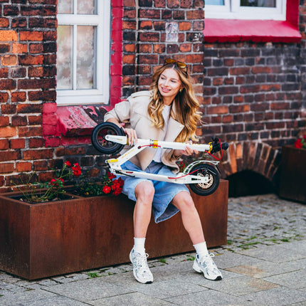 White-Gold Kick Scooter, Adjustable Height