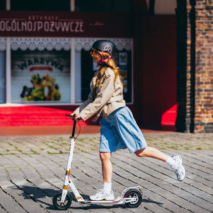 White-Gold Kick Scooter, Adjustable Height