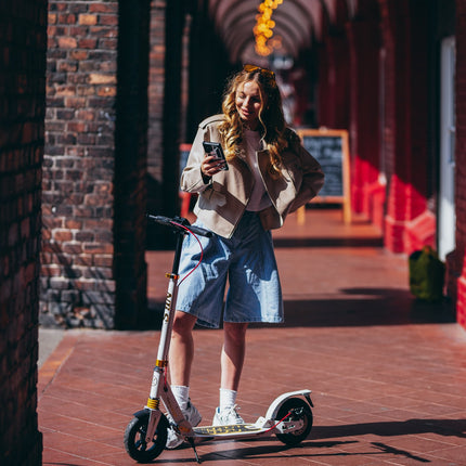 White-Gold Kick Scooter, Adjustable Height