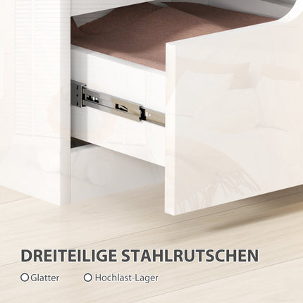 White High-Gloss Nightstand with Drawers, 40x40x48 cm