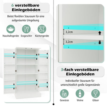 White Kitchen Cabinet with 2 Doors & Adjustable Shelves