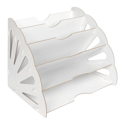 White MDF Desk Organiser with 5 Angled Slots