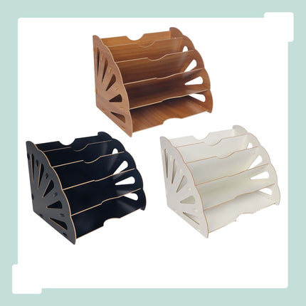 White MDF Desk Organiser with 5 Angled Slots