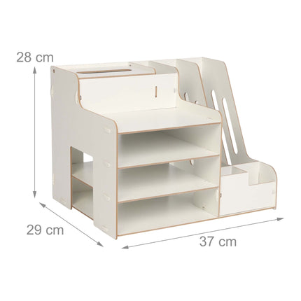 White MDF Document Organiser with File Holder
