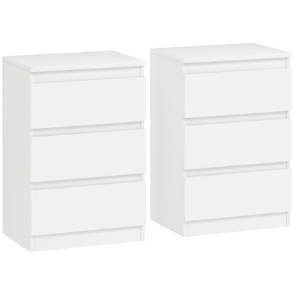 White MDF Nightstands Set of 2 with 3 Drawers