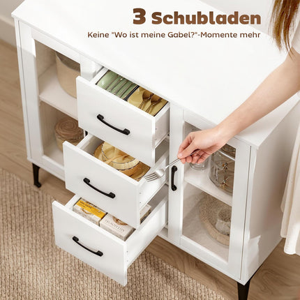 White MDF Sideboard with Soft-Close Doors and Drawers