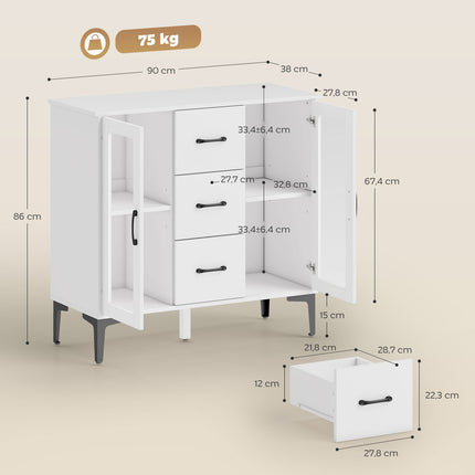 White MDF Sideboard with Soft-Close Doors and Drawers
