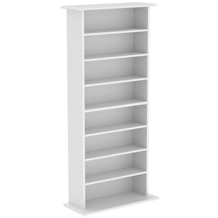 White Media Cabinet, 8 Shelves, Adjustable, Holds 360 CDs