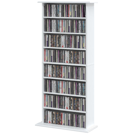 White Media Cabinet, 8 Shelves, Adjustable, Holds 360 CDs