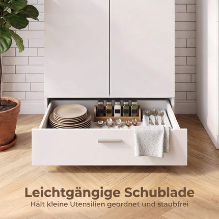 White Modern Sideboard with Drawer and Adjustable Shelf
