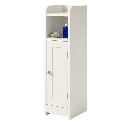 White Narrow Bathroom Cabinet with Adjustable Shelves
