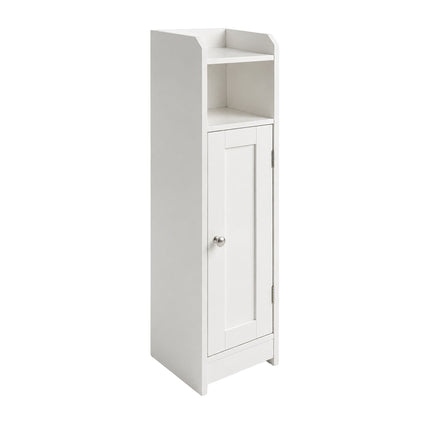 White Narrow Bathroom Cabinet with Adjustable Shelves