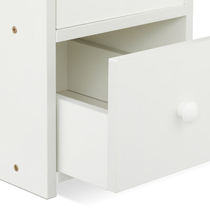 White Narrow Bedside Table with 2 Drawers