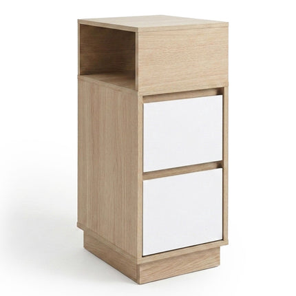 White Narrow Bedside Table with Drawers – 64x24x30 cm