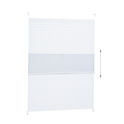 White No-Drill Pleated Blinds, Semi-Transparent