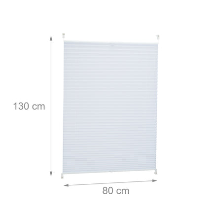 White No-Drill Pleated Blinds, Semi-Transparent