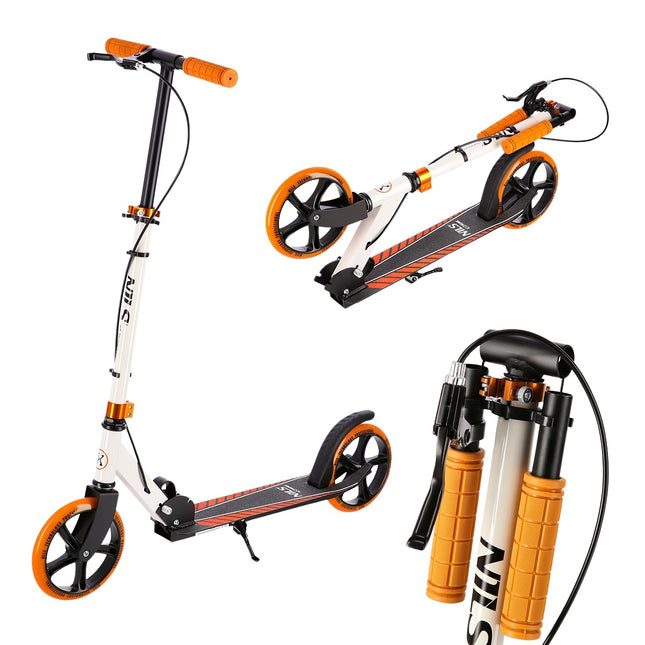 White-Orange Kick Scooter, Adjustable Height
