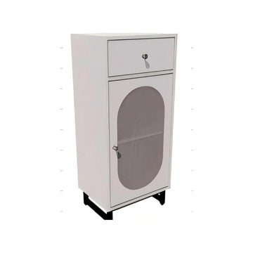 White PE Rattan Storage Cabinet with Adjustable Shelf