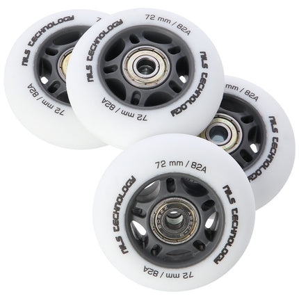 White PU 72x24 82A Wheels & ABEC-9 Bearings Set