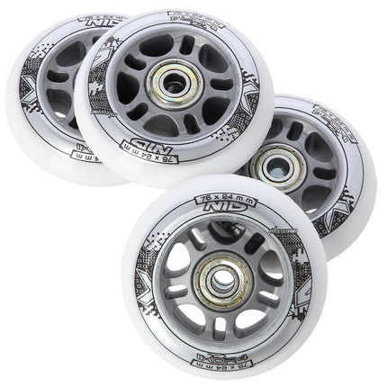 White PU 76x24 82A Wheels & ABEC-7 Bearings Set